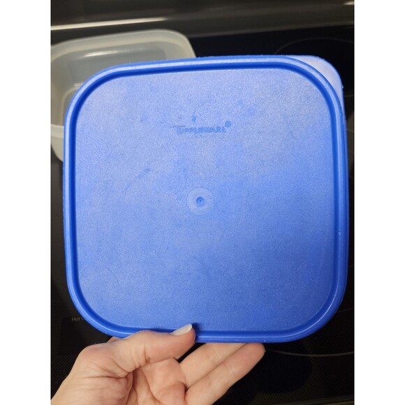 Vintage Tupperware Modular Mates Sheer With Blue Lid 1619-4 & 1623-4 - Picture 11 of 12